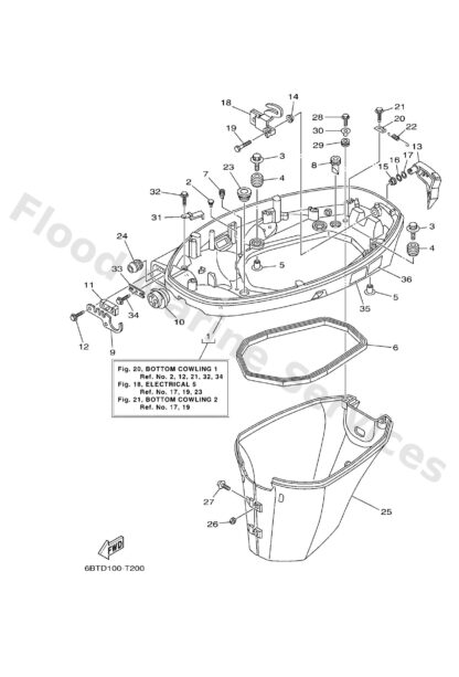Genuine Yamaha 6BG42710038D - Bottom cowling assy - Supplied by Flood Marine