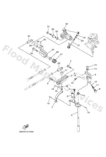 Genuine Yamaha 6BG441200200 - Handle gear shift assy - Supplied by Flood Marine