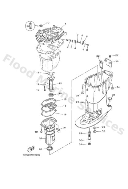 Genuine Yamaha 6BG45111008D - Casing, upper - Supplied by Flood Marine