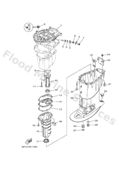 Genuine Yamaha 6BG45111208D - Casing, upper - Supplied by Flood Marine