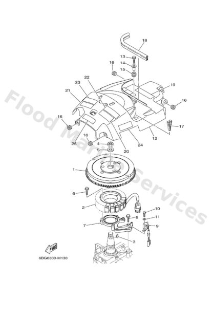 Genuine Yamaha 6BG813371000 - Cover, flywheel - Supplied by Flood Marine