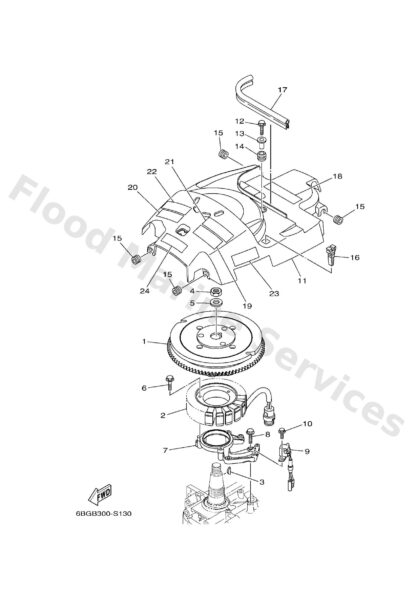 Genuine Yamaha 6BG813371100 - Cover, flywheel - Supplied by Flood Marine