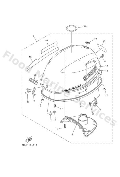 Genuine Yamaha 6BL426781000 - Graphic, rear - Supplied by Flood Marine