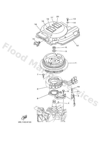 Genuine Yamaha 6BL813370000 - Cover, flywheel - Supplied by Flood Marine