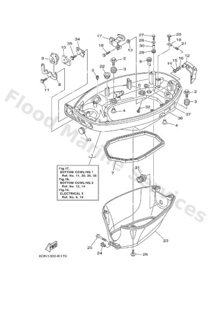 Genuine Yamaha 6BP42710004D - Bottom cowling assy - Supplied by Flood Marine