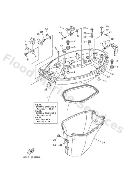 Genuine Yamaha 6BP42710008D - Bottom cowling assy - Supplied by Flood Marine