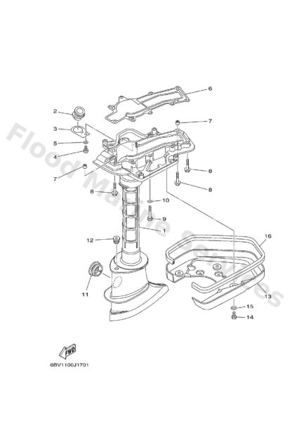 Genuine Yamaha 6BXG5111004D - Upper casing & grease nipple - Supplied by Flood Marine
