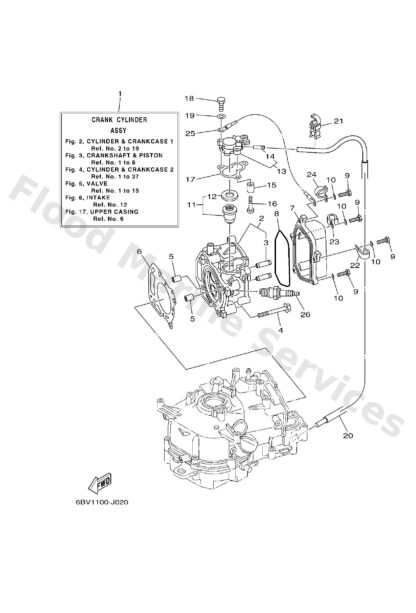 Genuine Yamaha 6BXWE090001S - Crank cylinder ass - Supplied by Flood Marine