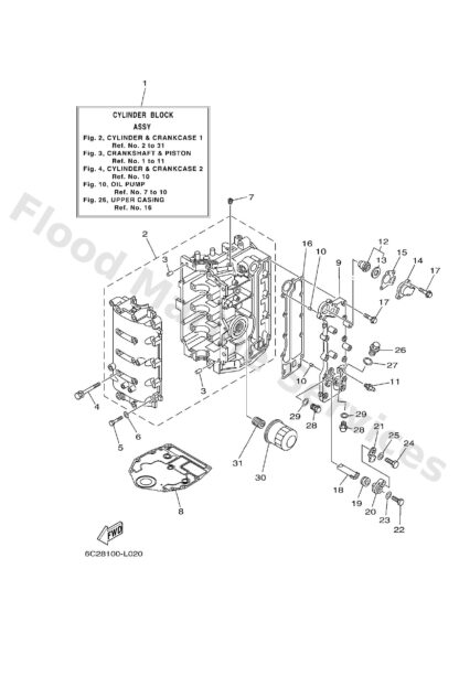 Genuine Yamaha 6C5151001100 - Crankcase assy - Supplied by Flood Marine