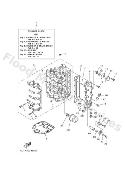 Genuine Yamaha 6C5151001200 - Crankcase assy - Supplied by Flood Marine