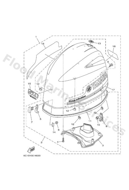 Genuine Yamaha 6C5426785000 - Graphic, rear - Supplied by Flood Marine