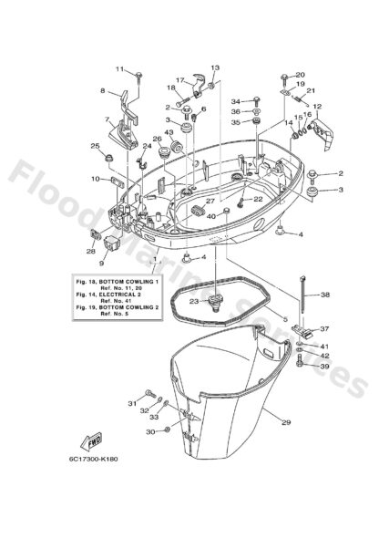 Genuine Yamaha 6C542710008D - Bottom cowling assy - Supplied by Flood Marine