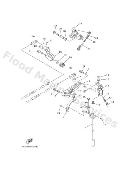 Genuine Yamaha 6C5441201200 - Handle gear shift assy - Supplied by Flood Marine
