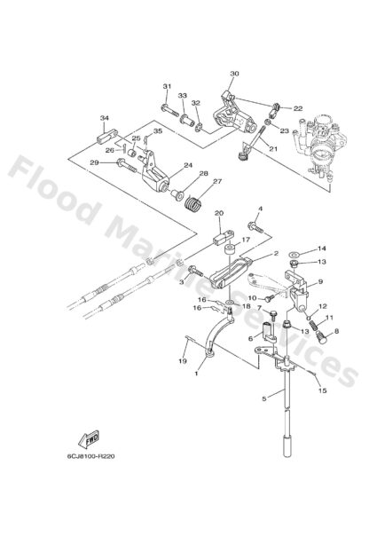Genuine Yamaha 6C5441201300 - Handle gear shift assy - Supplied by Flood Marine
