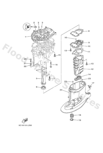 Genuine Yamaha 6C545111008D - Casing, upper - Supplied by Flood Marine