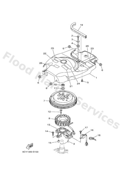 Genuine Yamaha 6C5813371100 - Cover, flywheel - Supplied by Flood Marine