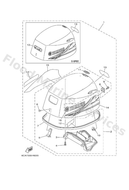 Genuine Yamaha 6CA426101000 - Top cowling assy - Supplied by Flood Marine