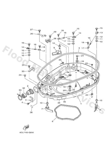 Genuine Yamaha 6CB42710008D - Bottom cowling assy - Supplied by Flood Marine