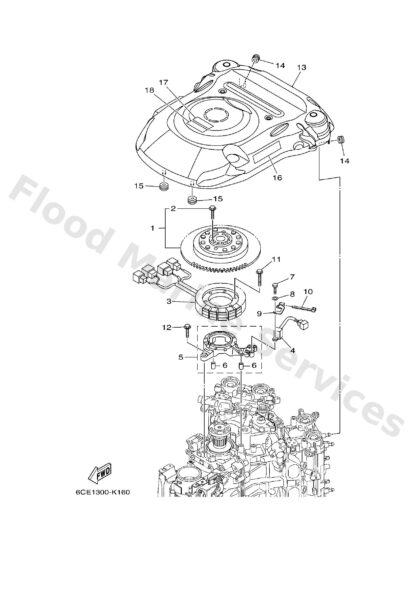 Genuine Yamaha 6CB813370000 - Cover, flywheel - Supplied by Flood Marine
