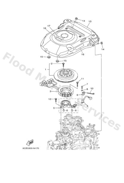 Genuine Yamaha 6CB813370100 - Cover, flywheel - Supplied by Flood Marine