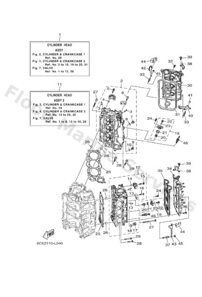 Genuine Yamaha 6CE11110009S - Head, cylinder with ex valve - Supplied by Flood Marine