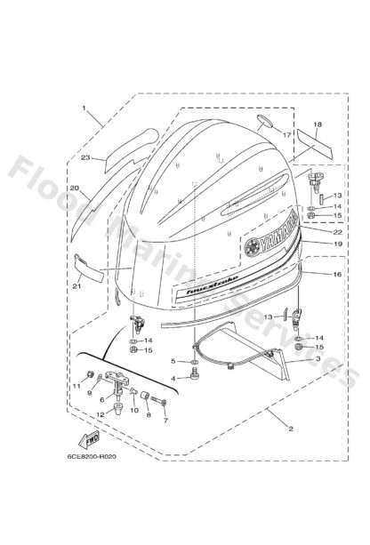 Genuine Yamaha 6CE426100200 - Top cowling assy (6ce) - Supplied by Flood Marine
