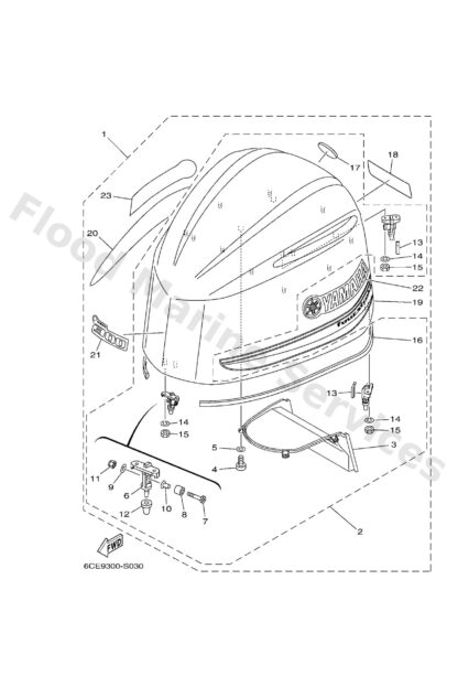 Genuine Yamaha 6CE4261A1000 - Top cowling w/o graphics (blac - Supplied by Flood Marine