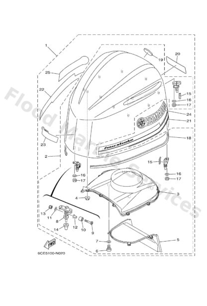 Genuine Yamaha 6CE426780100 - Graphic, rear - Supplied by Flood Marine