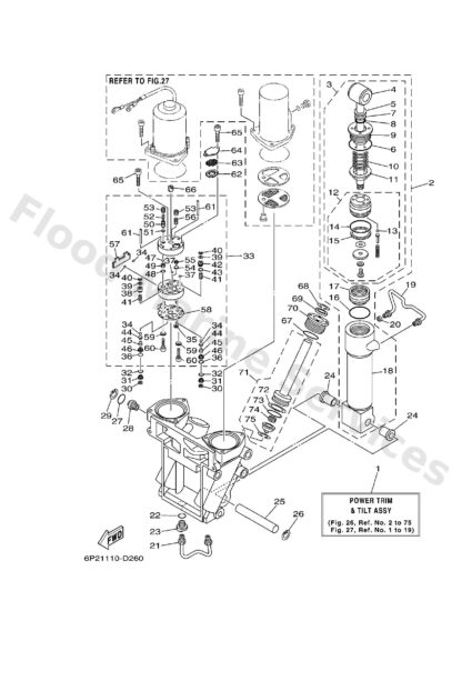 Genuine Yamaha 6CE438100000 - Tilt piston sub assy - Supplied by Flood Marine