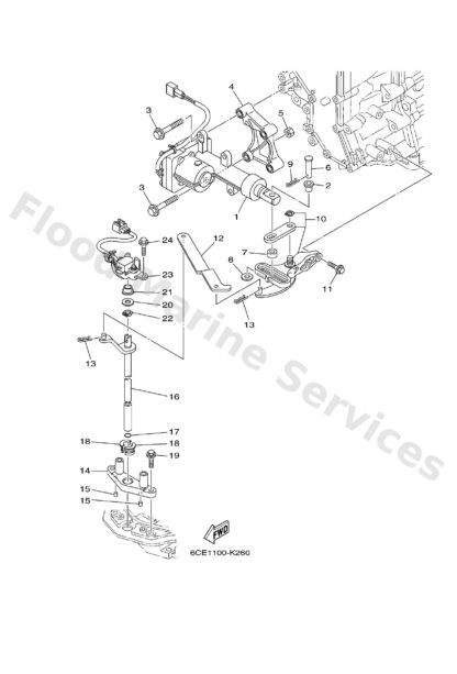 Genuine Yamaha 6CE441200000 - Handle gear shift assy - Supplied by Flood Marine