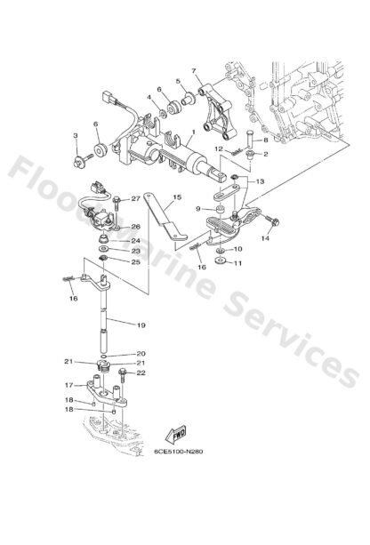 Genuine Yamaha 6CE441200100 - Handle gear shift assy - Supplied by Flood Marine