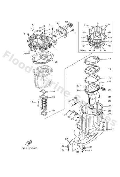 Genuine Yamaha 6CE45111018D - Casing, upper - Supplied by Flood Marine