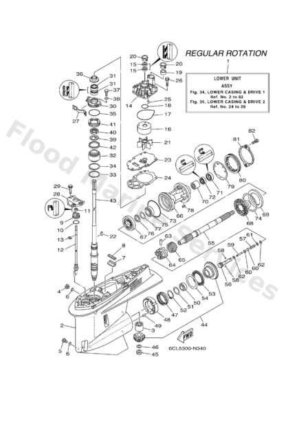 Genuine Yamaha 6CE45300018D - Lower unit assy - Supplied by Flood Marine