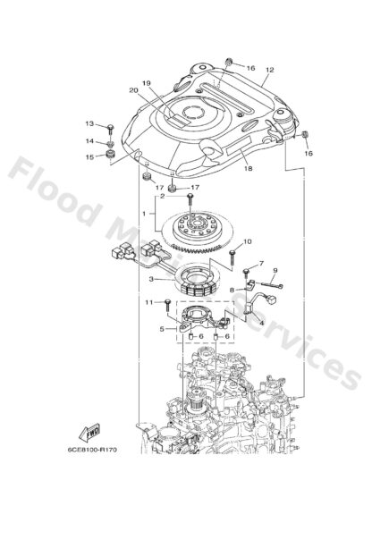 Genuine Yamaha 6CE813370100 - Cover, flywheel - Supplied by Flood Marine