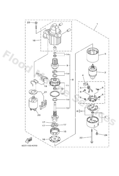 Genuine Yamaha 6CE818070000 - Gear assy, starting motor - Supplied by Flood Marine