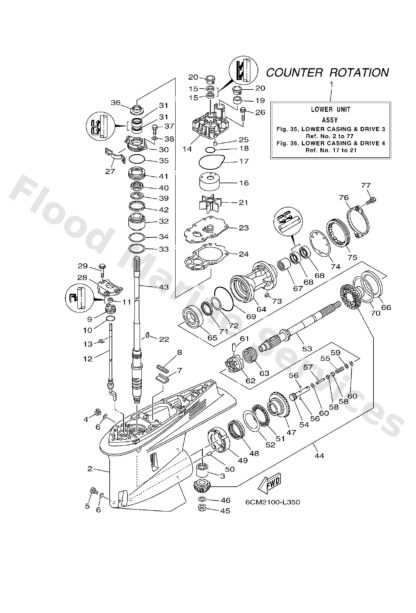 Genuine Yamaha 6CF45300008D - Lower unit assy - Supplied by Flood Marine