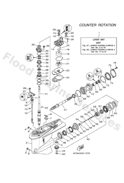 Genuine Yamaha 6CF45300048D - Lower unit assy - Supplied by Flood Marine