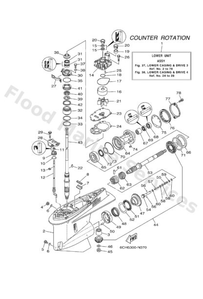 Genuine Yamaha 6CF45300118D - Lower unit assy - Supplied by Flood Marine