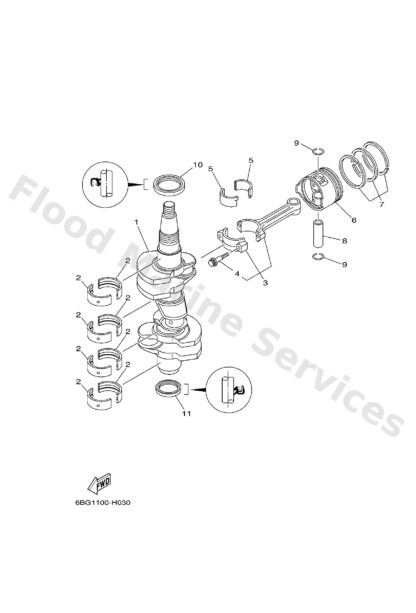 Genuine Yamaha 6CJ116560000 - Plane bearing, connecting rod - Supplied by Flood Marine