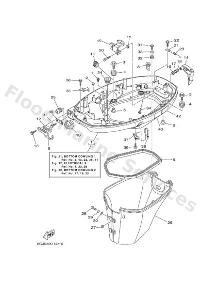 Genuine Yamaha 6CJ42710018D - Bottom cowling assy - Supplied by Flood Marine