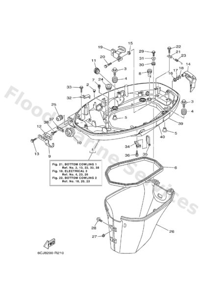 Genuine Yamaha 6CJ42710028D - Bottom cowling assy - Supplied by Flood Marine