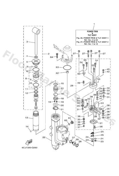 Genuine Yamaha 6CJ438001300 - Power trim & tilt assy - Supplied by Flood Marine