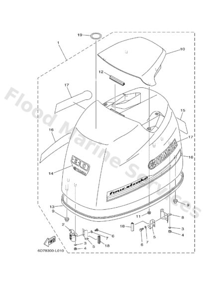 Genuine Yamaha 6CK426780000 - Graphic, rear - Supplied by Flood Marine