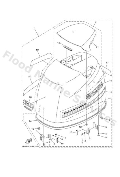 Genuine Yamaha 6D7426102100 - Top cowling assy - Supplied by Flood Marine