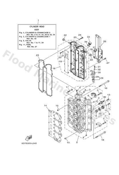 Genuine Yamaha 6D811110139S - Head, cylinder with ex valve - Supplied by Flood Marine