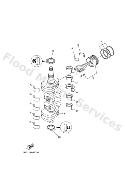 Genuine Yamaha 6D8116041000 - Piston ring set (0.25mm o/s) - Supplied by Flood Marine