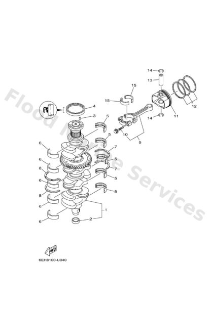 Genuine Yamaha 6DA114162000 - Plane bearing, crankshaft 1 - Supplied by Flood Marine