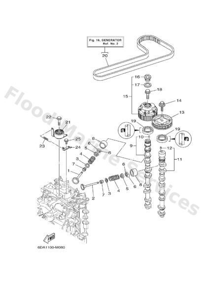 Genuine Yamaha 6DA115A00000 - Driven gear assy - Supplied by Flood Marine
