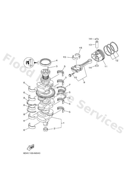 Genuine Yamaha 6DA116310094 - Piston (std) - Supplied by Flood Marine