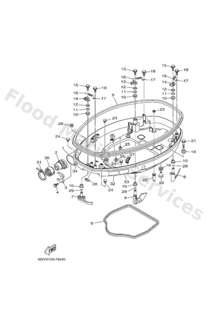 Genuine Yamaha 6DA42710008D - Bottom cowling assy - Supplied by Flood Marine